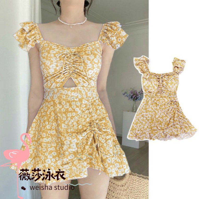 Bikini 1 mảnh dạng váy liền thân LUHAZO kín đáo kiểu Hàn Quốc đẹp Quảng Châu nhiều màu che khuyết điểm 028315 A-1