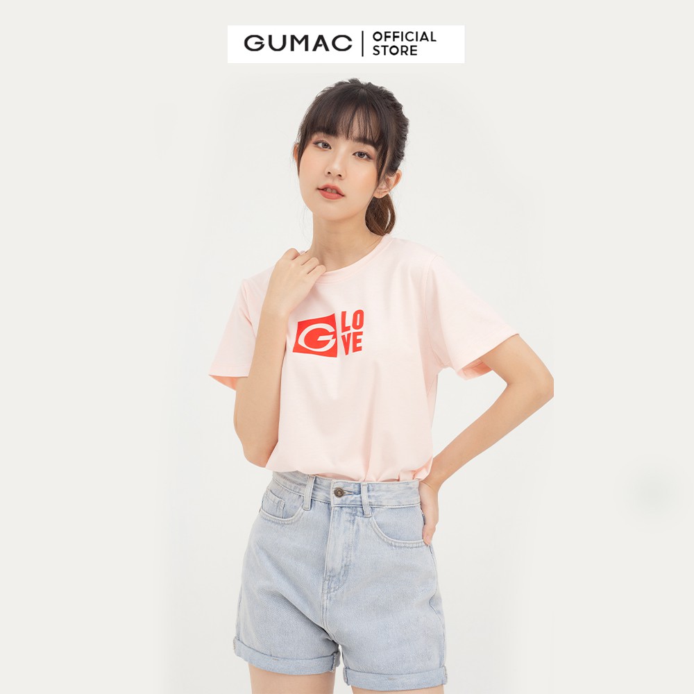 [Mã WABRGM11 giảm 10% đơn 250K] Áo thun nữ in chữ G Love GUMAC couple dễ thương ATB825 | BigBuy360 - bigbuy360.vn