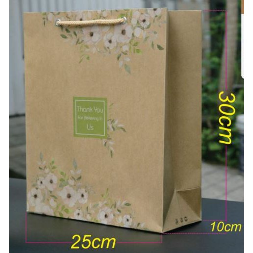 50 túi giấy Kraft Nhật (mẫu 1) đựng quần áo đựng nước hoa đựng quà tặng size 30x25x10cm