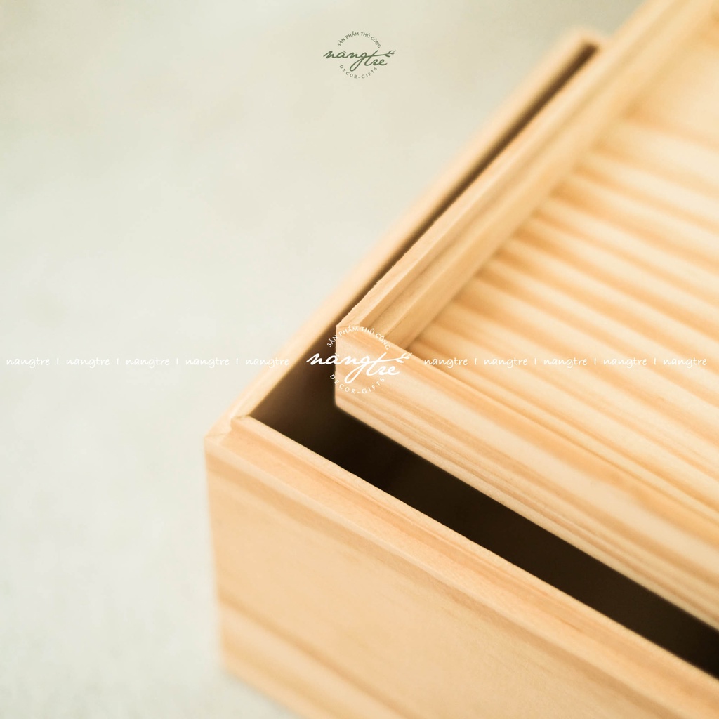 Hộp gỗ vuông nắp đậy, square wooden box