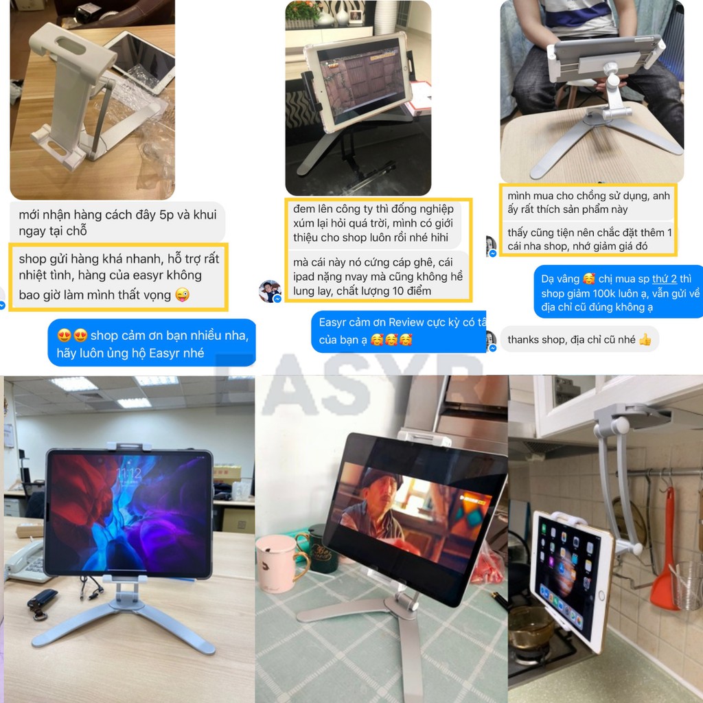 Giá Đỡ Ipad & Điện Thoại Treo Tường EASYR [FREESHIP] Tương Thích Với Thiết Bị 4~11inch, 100% Nhôm Siêu Bền | BigBuy360 - bigbuy360.vn