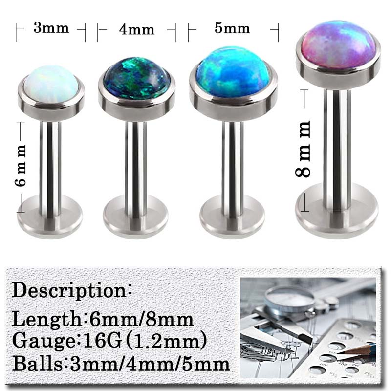 Phụ kiện khuyên tai mũi bằng đá opal 16g