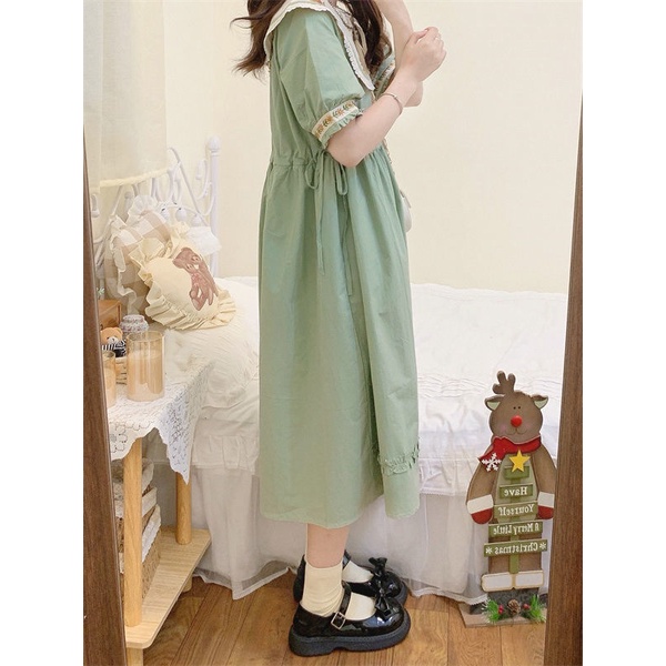 Đầm Nữ Tay Ngắn Thêu Hoa Thời Trang Thanh Lịch