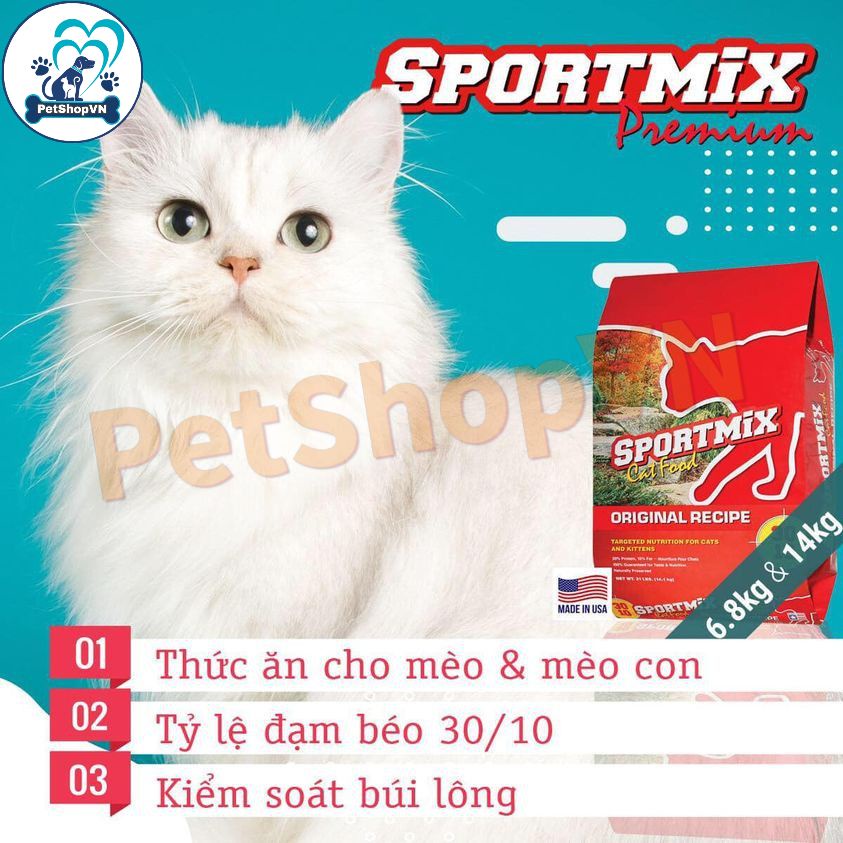 Thức Ăn Cho Mèo Hạt SPORTMIX ORIGINAL RECIPE Bao 1Kg Vị Thịt Gà & Rau Củ Quả