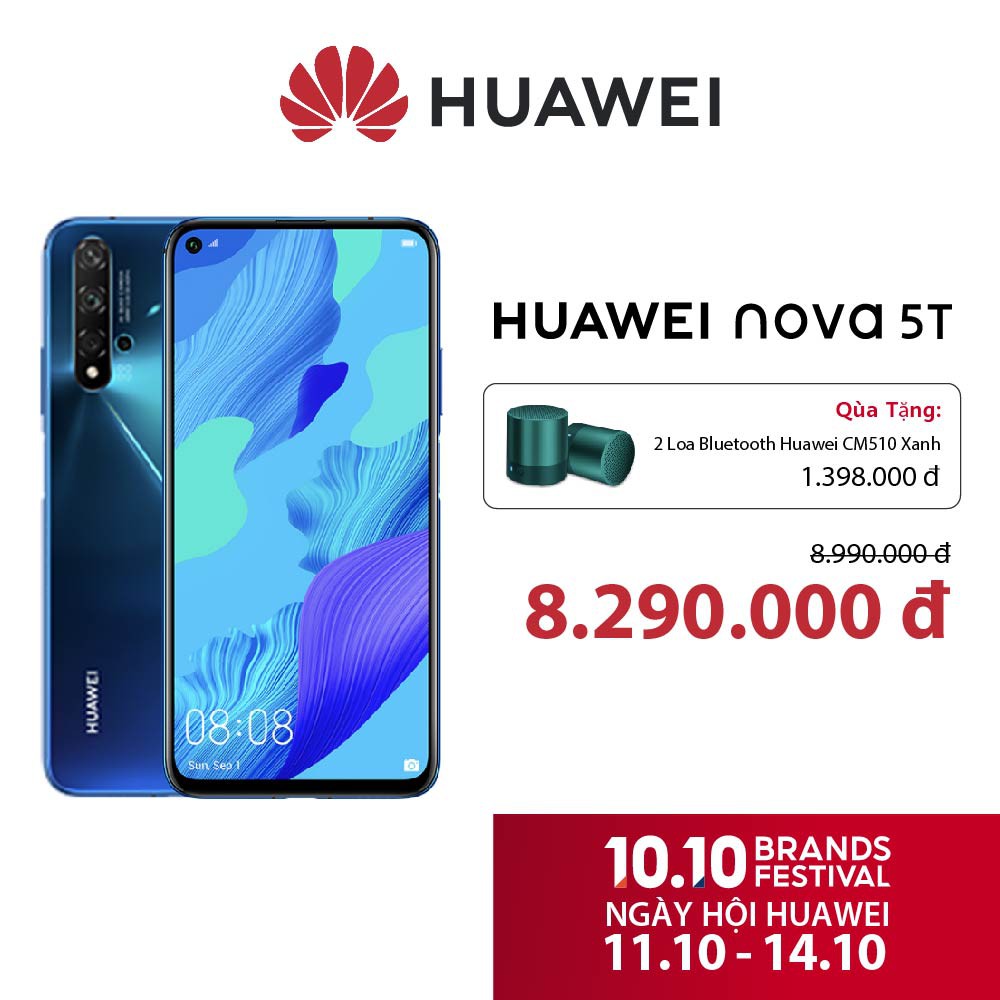 Điện thoại Huawei Nova 5T (8GB/128GB) | Chip Kirin 980 7nm 8 nhân mạnh mẽ | Bộ 4 camera sau 48 MP | WebRaoVat - webraovat.net.vn