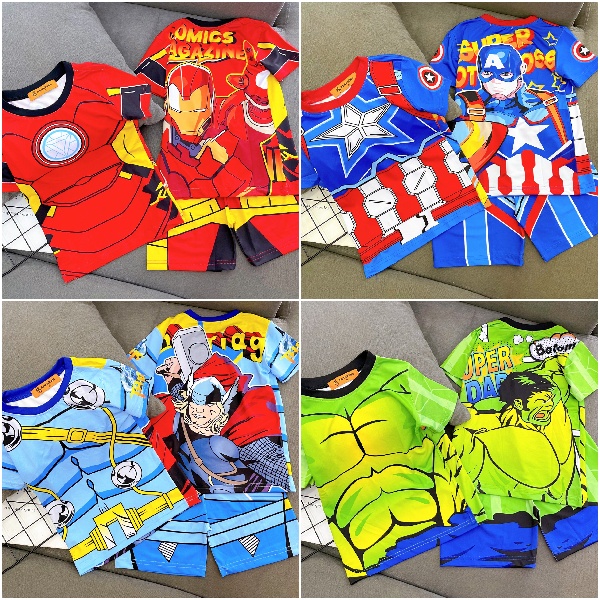 (9 - 38kg)BỘ SIÊU NHÂN THUN LẠNH LOẠI 1 NGẮN TAY CHO BÉ TRAI M4A