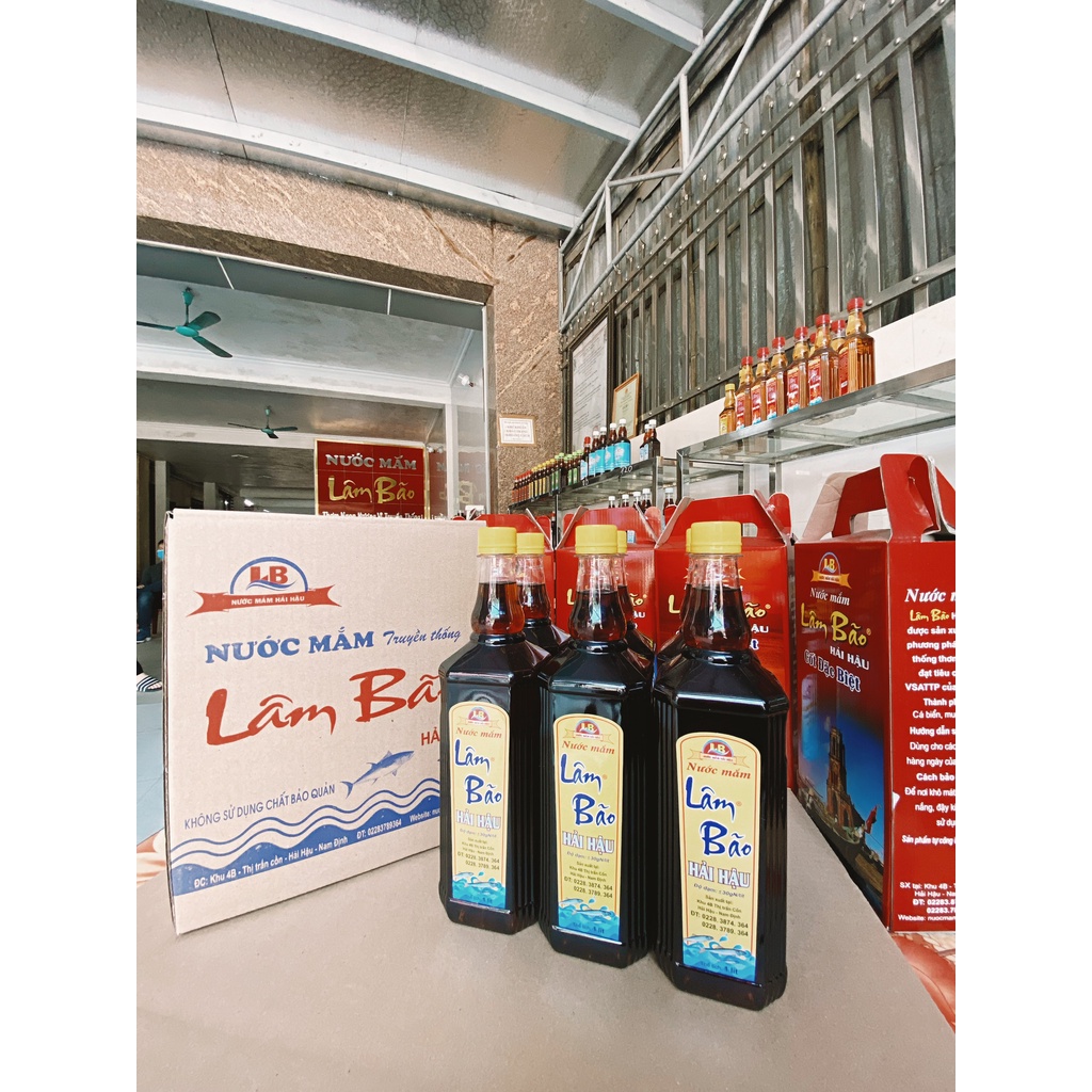 Thùng 6 Chai 1L Nước Mắm Lâm Bão Nút Vàng 30 Độ Đạm Cốt Cá