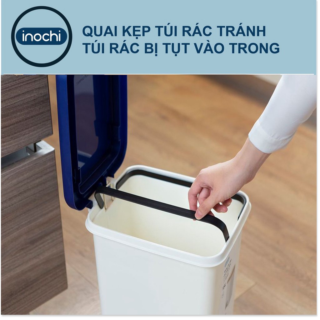 Thùng Rác Hiro Nhựa Đạp Chân Nắp Đậy Chữ Nhật INOCHI 15 Lít Làm Sọt Rác Văn Phòng Gia Đình