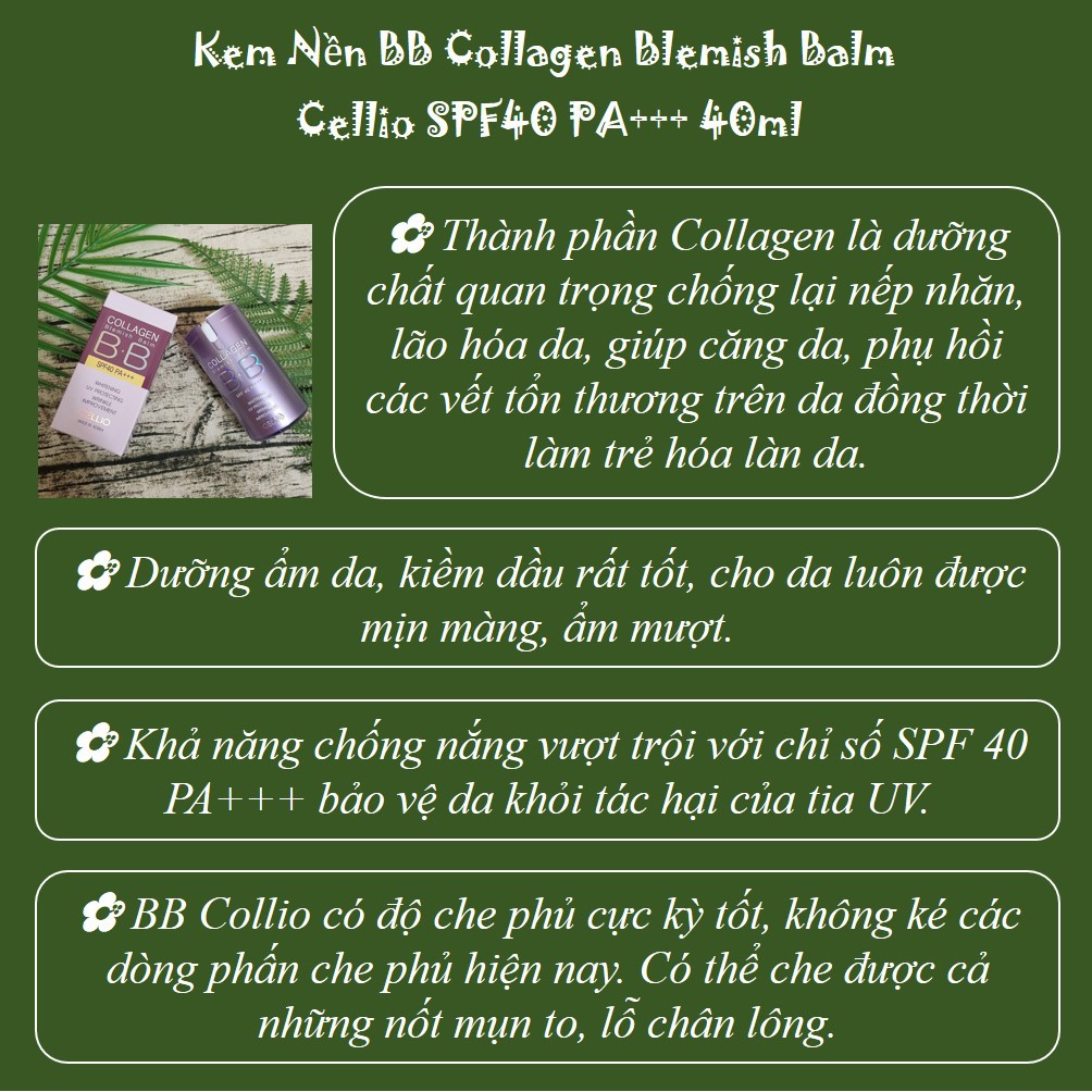 Kem Nền BB Cellio Collagen Blemish Balm B.B SPF 40 PA+++ 40ml - Hàng Chính Hãng | BigBuy360 - bigbuy360.vn