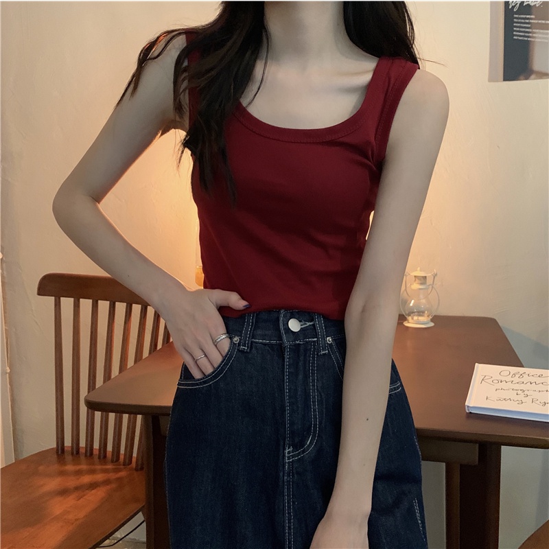 Áo crop top Xiaozhainv không tay phong cách Hàn Quốc đơn giản thời trang
