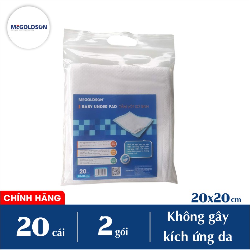 Combo 2 gói tấm lót sơ sinh (20 tờ/ gói) dùng một lần McGOLDSON, lót xu sơ sinh tiện lợi cho mẹ sau sinh