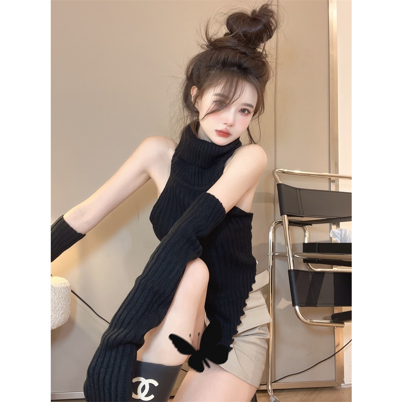 Áo len nữ dệt kim sexy cá tính kèm bao tay có video ảnh thật