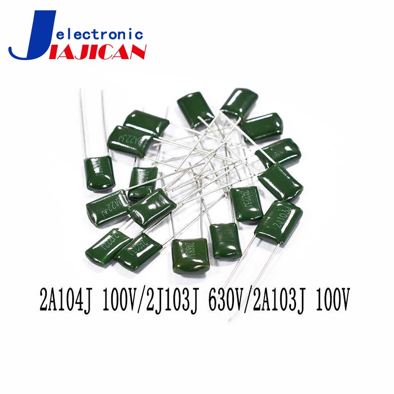 Set 100 Tụ Điện Polyester 2A104J 2A104 100V 0.1 UF 100nF 2A104J Mới