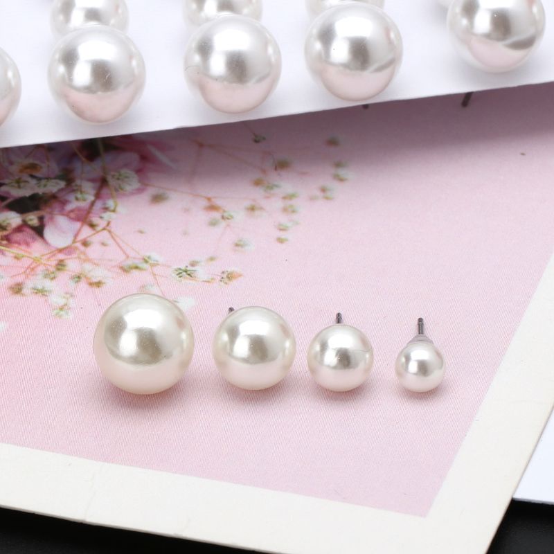 Set 12 Đôi Bông Tai Hạt Ngọc Trai Giả Tinh Tế Cho Nam Và Nữ