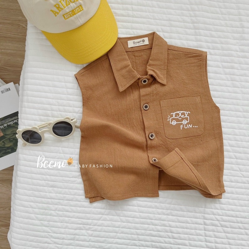Áo sơ mi đũi Tank Top bé trai-MS58