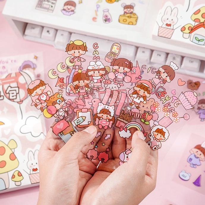 Sticker 1 tấm trang trí sổ/ đồ dùng cá nhân dễ thương, hình dán trang trí nhiều mẫu size 8*8cm Mẫu giao ngẫu nhiên