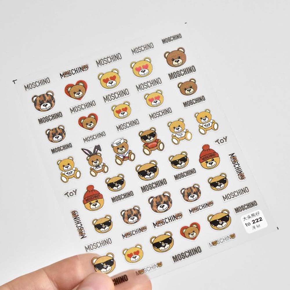 [Hàng mới về] Miếng Dán Móng Tay Họa Tiết Gấu Hoạt Hình 3D Siêu Mỏng DIY