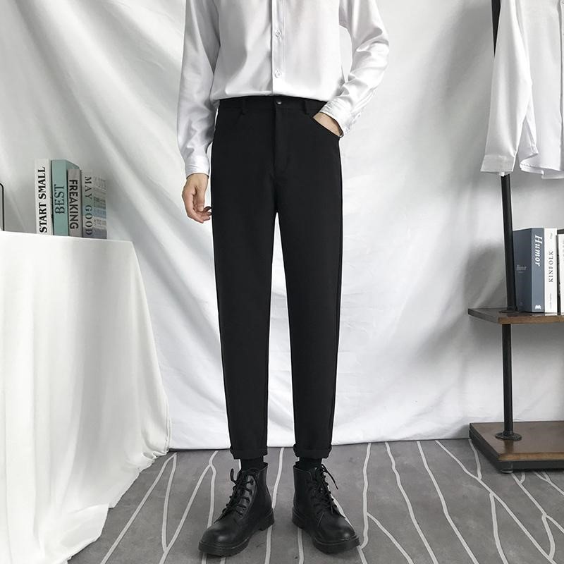 QNAM 8002 Quần âu nam hàn quốc dáng baggy suông đen vải dày dặn co giãn tốt Ailee