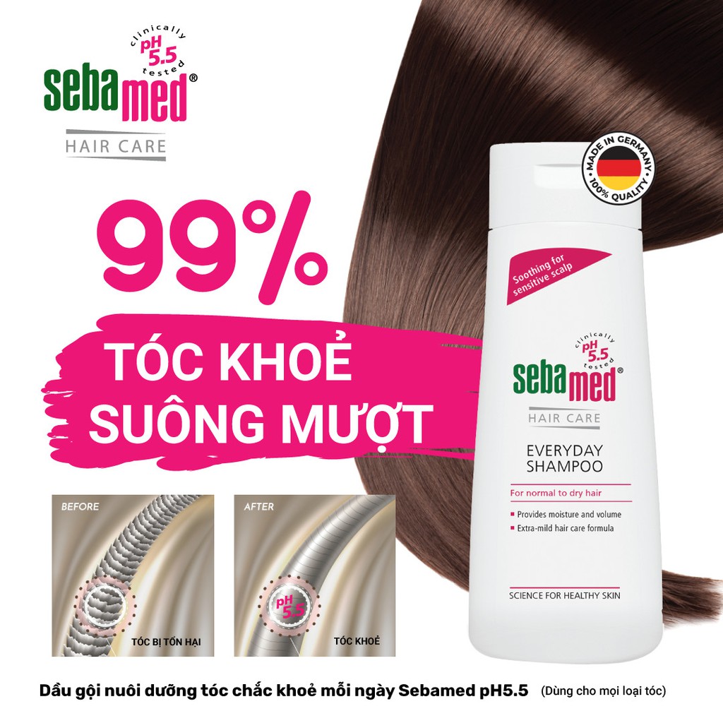 Dầu gội chăm sóc tóc mỗi ngày Sebamed Hair Care Everyday Shampoo pH5.5 (200ml)