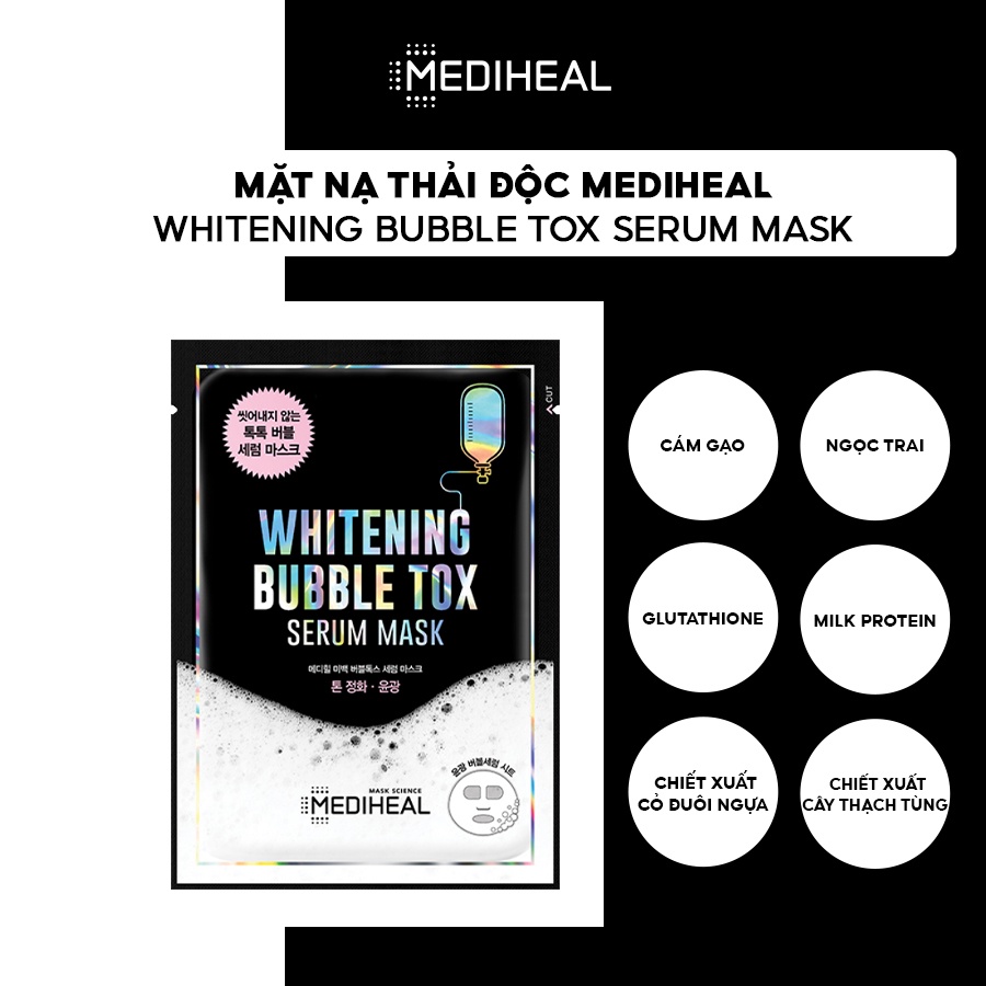 Mặt Nạ Thải Độc Mediheal Whitening Bubble Tox Serum Mask 25ml [K59]