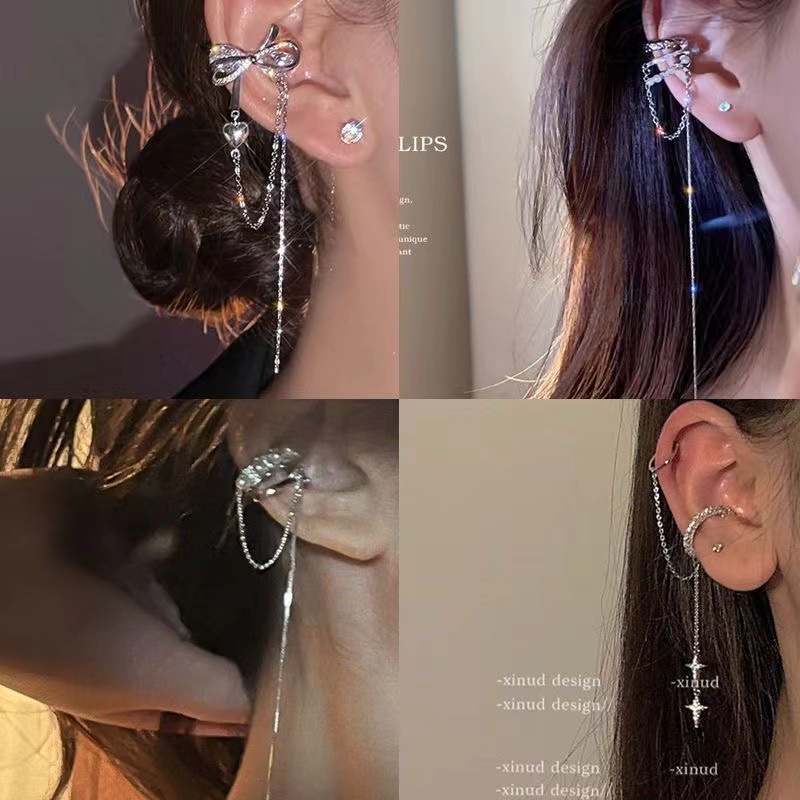 Khuyên tai iF YOU mặt trái tim/ bướm/ gấu phong cách Hàn Quốc cổ điển thời trang cho nữ