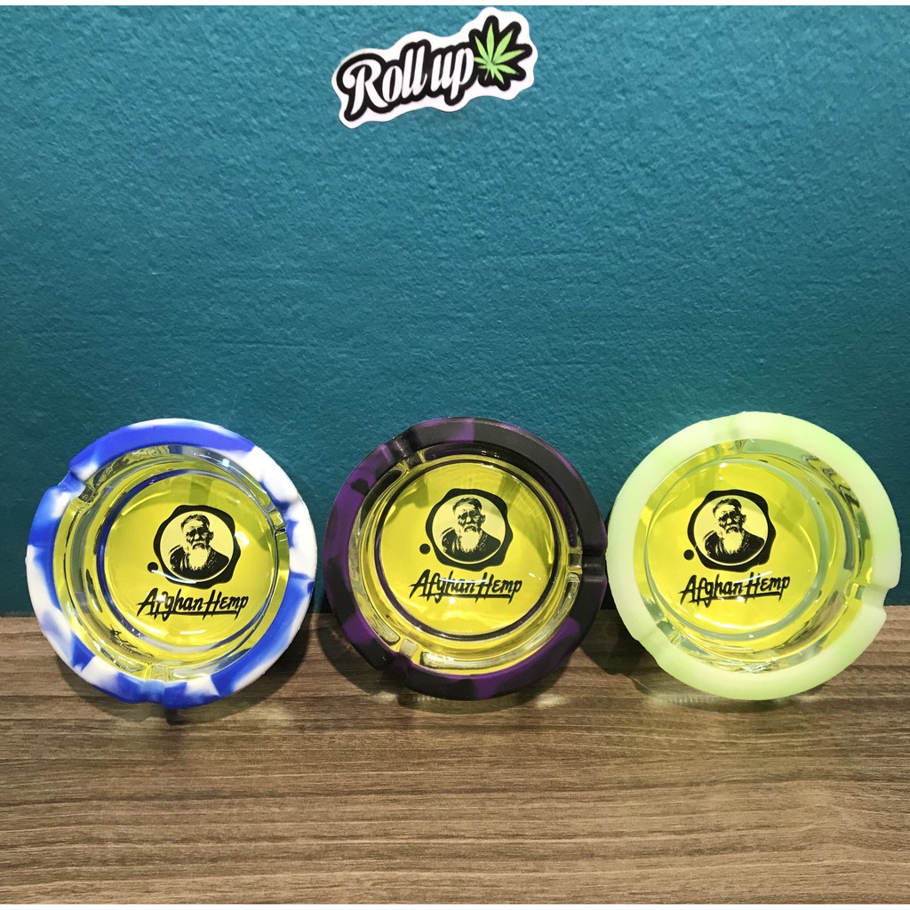 Gạt tàn cao cấp Afghan bọc Silicone - Afghan Silicone Glass Ashtray