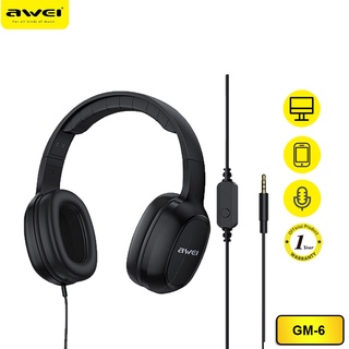 Tai nghe chụp tai A666BL Awei âm thanh hifi có dây và mi cờ rô tiện lợi