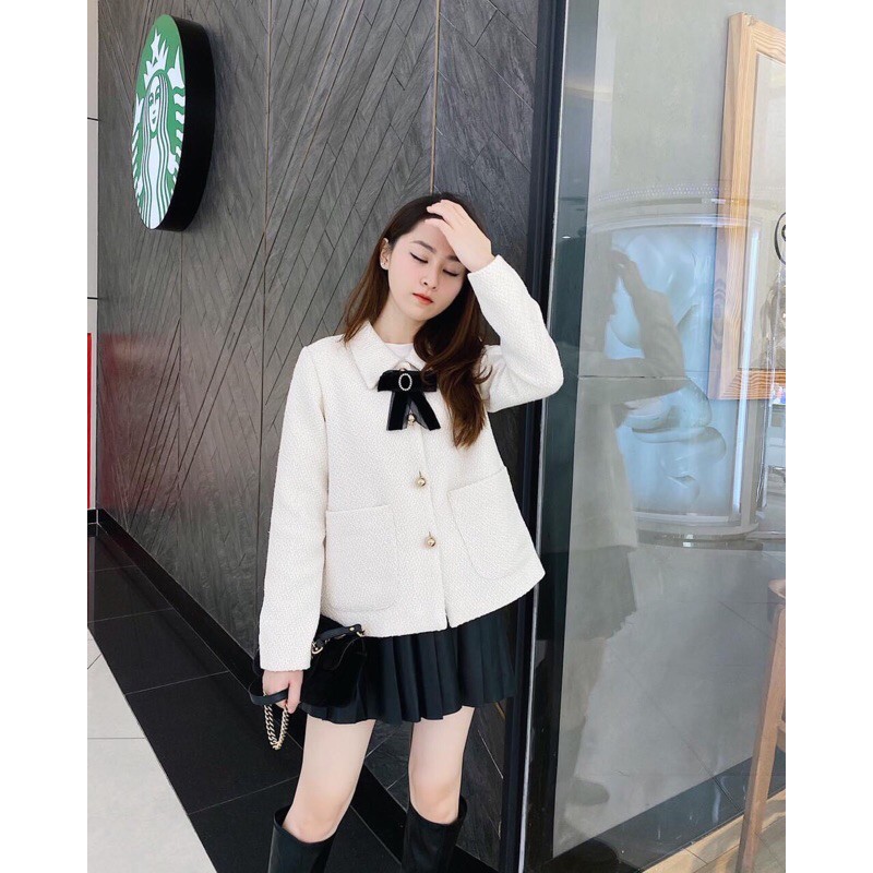 ÁO DẠ TRẮNG WEET CỔ NƠ CÚC | BigBuy360 - bigbuy360.vn