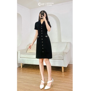 Váy cổ 2 ve nơ đá CCHAT
