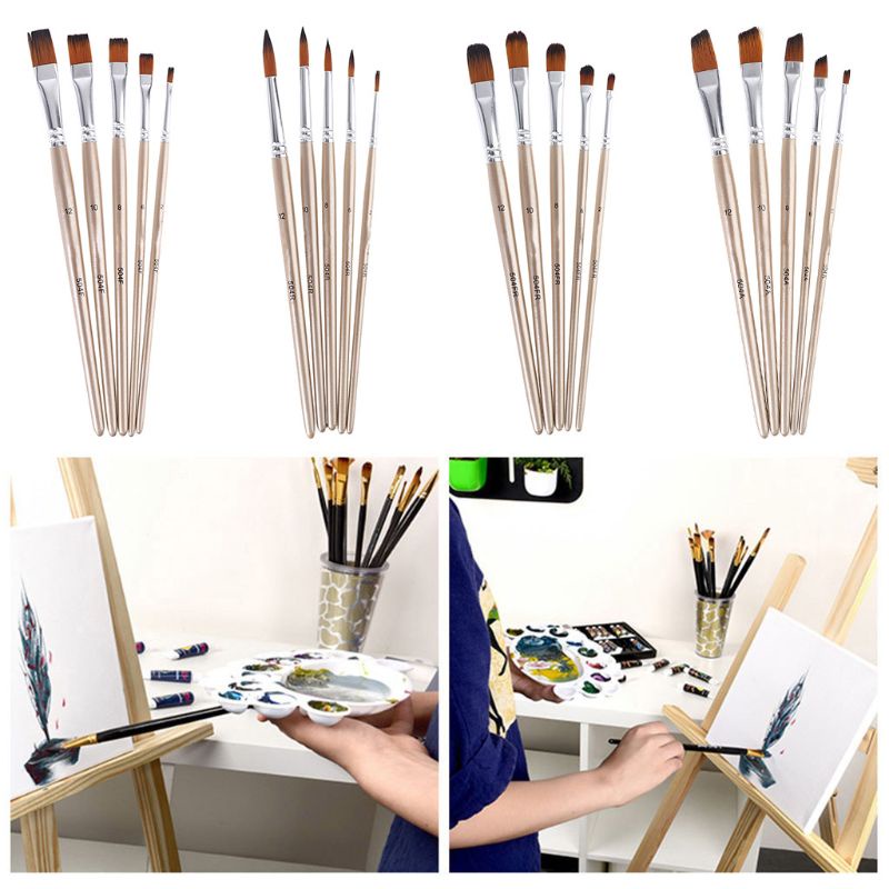 Bộ 5 Cọ Vẽ Tranh Màu Nước acrylic Chuyên Nghiệp