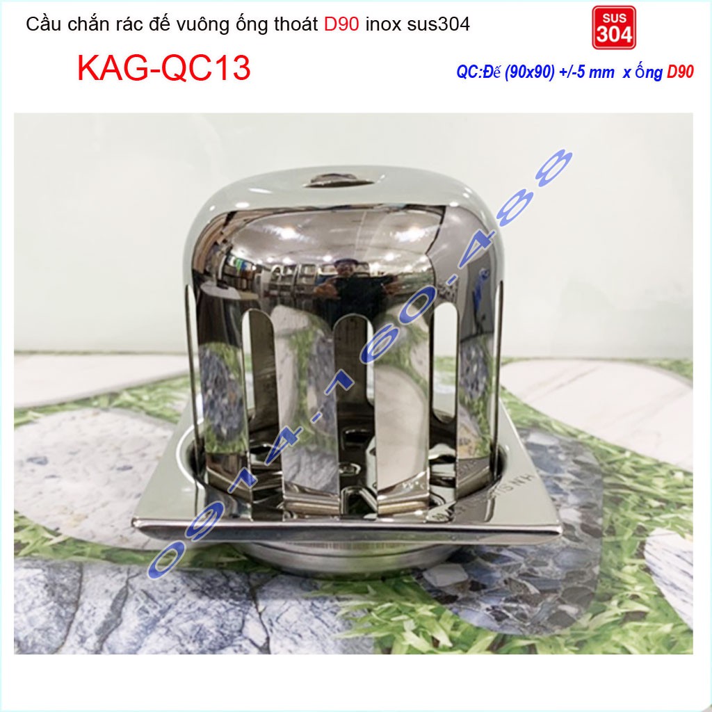 Cầu chắn rác sân thượng KAG-QC13-D90 inox SUS304, cầu chắn rác D90 Roca, phễu thoát nước mưa