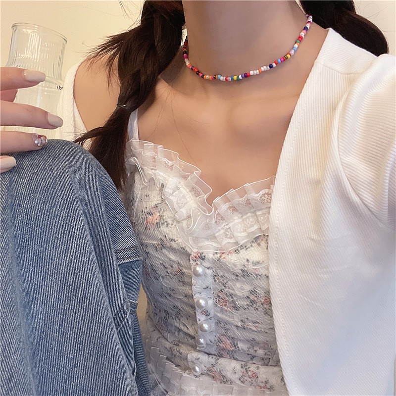 Vòng Cổ Chuỗi Hạt Nhiều Màu Sắc Ngọt Ngào Thời Trang Mùa Hè Dễ Phối Đồ