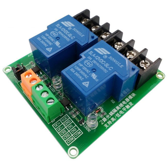 Module relay 2 kênh 12v 30A , Mạch điện relay 30A