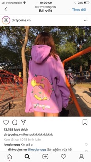 Áo Hoddie Nỉ Tím Dirty Coins