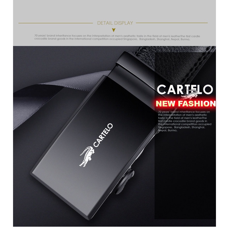 Thắt lưng da nam cao cấp CRTELGK7005G, dây nịt nam da thật rộng 35mm khóa tự động mạ ti tan