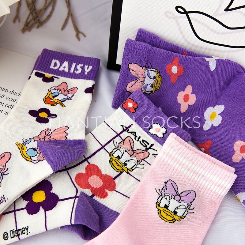 Disney Vớ Cotton Cổ Vừa In Họa Tiết Hoạt Hình Phong Cách Hàn Quốc Dễ Thương T138