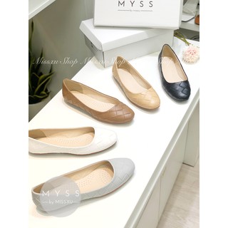 Giày búp bê mũi tròn chần ô vuông Myss - BB21