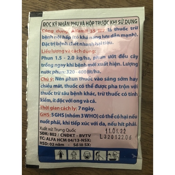 ALFAMIL 35WP 8g Diệt Nấm Bệnh Cây Trồng.