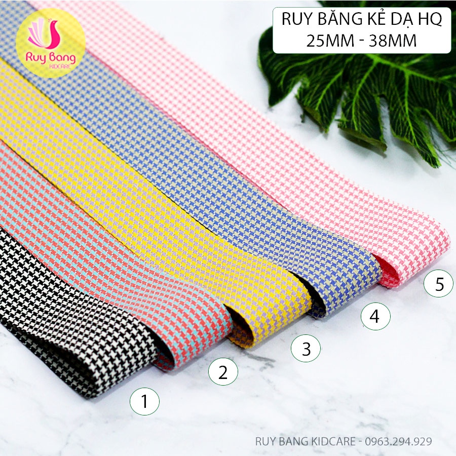 Ruy băng kẻ dạ HQ RB2235 dùng làm nơ cài áo, kẹp tóc...