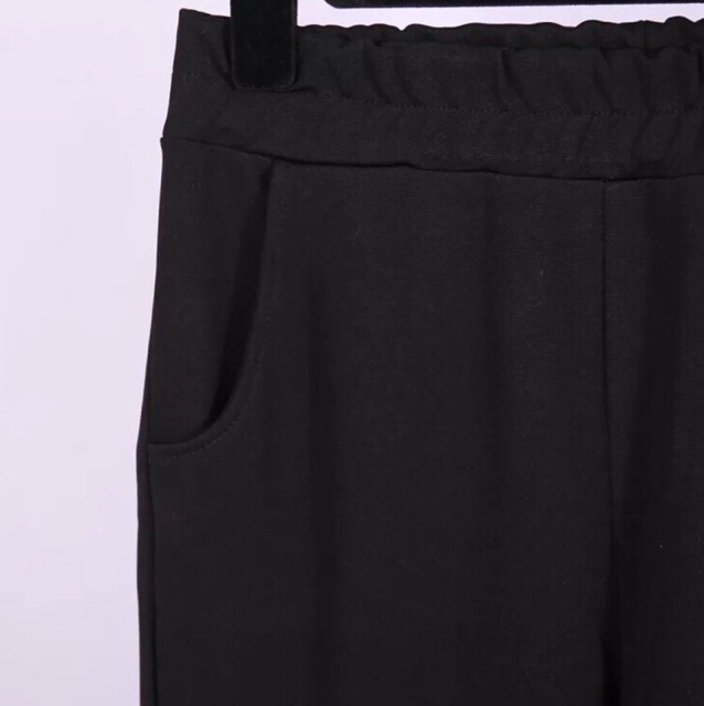 Quần legging thun đen big size viền đá 2 bên size 60-90kg