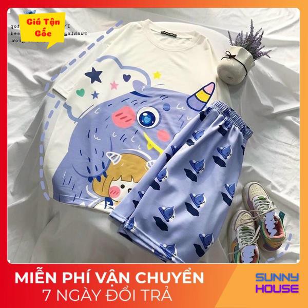 Set đồ bộ ngắn cartoon hoạt hình .Unisex form rộng Xưởng Giá Gốc  Mã SP002167