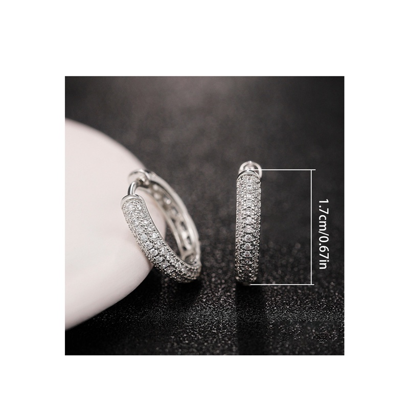 Khuyên Tai Tròn Mạ Bạc Đính Đá CZ Cổ Điển Cho Nam Và Nữ