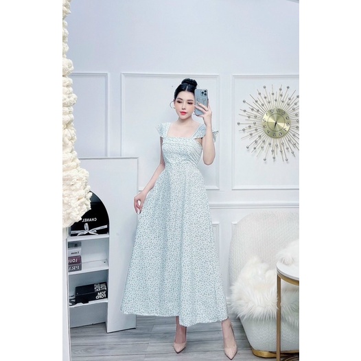 Đầm maxi hoa cánh tiên có mút ngực-hình thật.