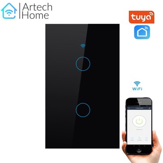 Công tắc TUYA smart cảm ứng 2 nút đen (WIFI + RF)