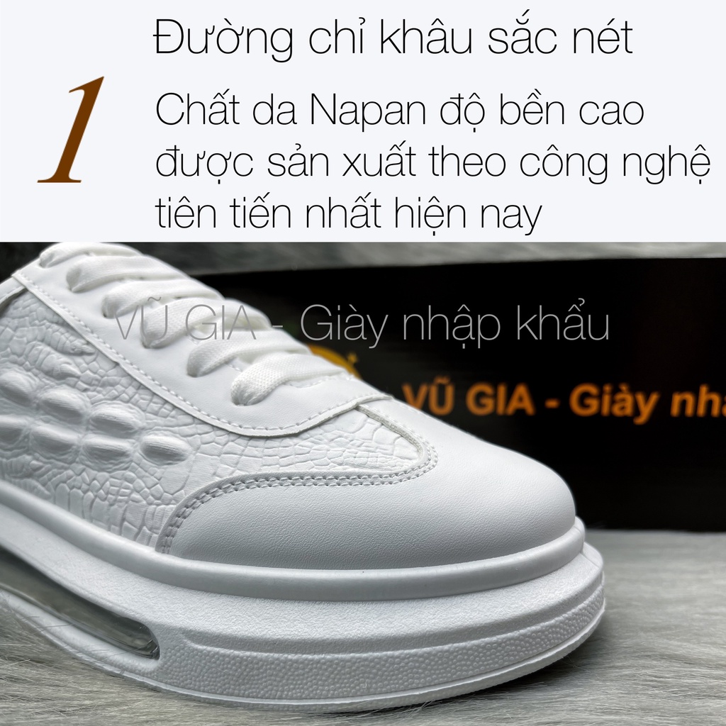 Giày thế thao nam nhập khẩu chính hãng VŨ GIA trẻ trung Đế đệm khí họa tiết vân cá sấu Q05