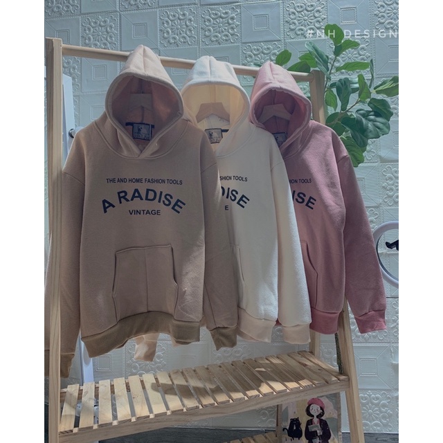 Áo nỉ hoodies có mũ in chữ aradise