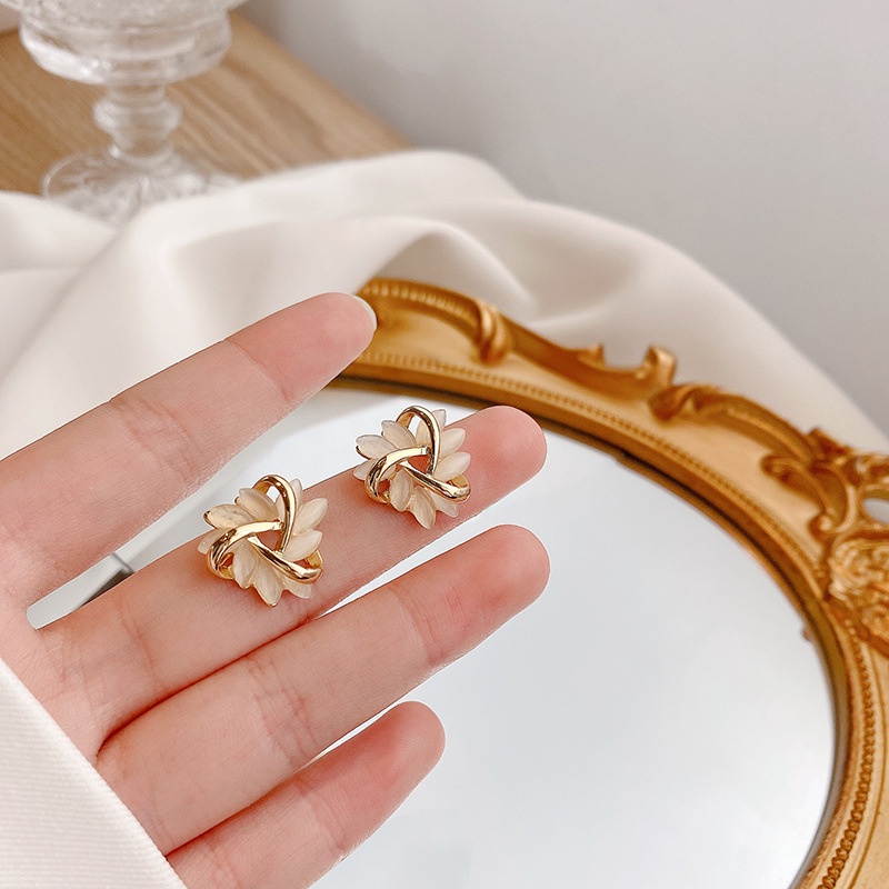 Bông Tai Hình Hoa Lan/ Thỏ/ Nơ Đính Đá Opal Phong Cách Cổ Điển Thời Trang Cho Nữ