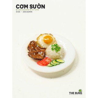 Mô Hình Miniature Cơm Sườn Bằng Đất Sét