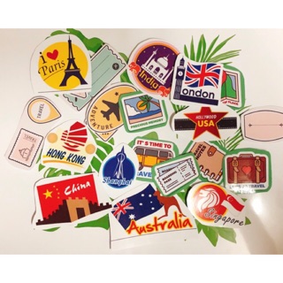 22 sticker nhãn dán chủ đề travel du lịch trang trí sổ tay, planner, laptop, điện thoại