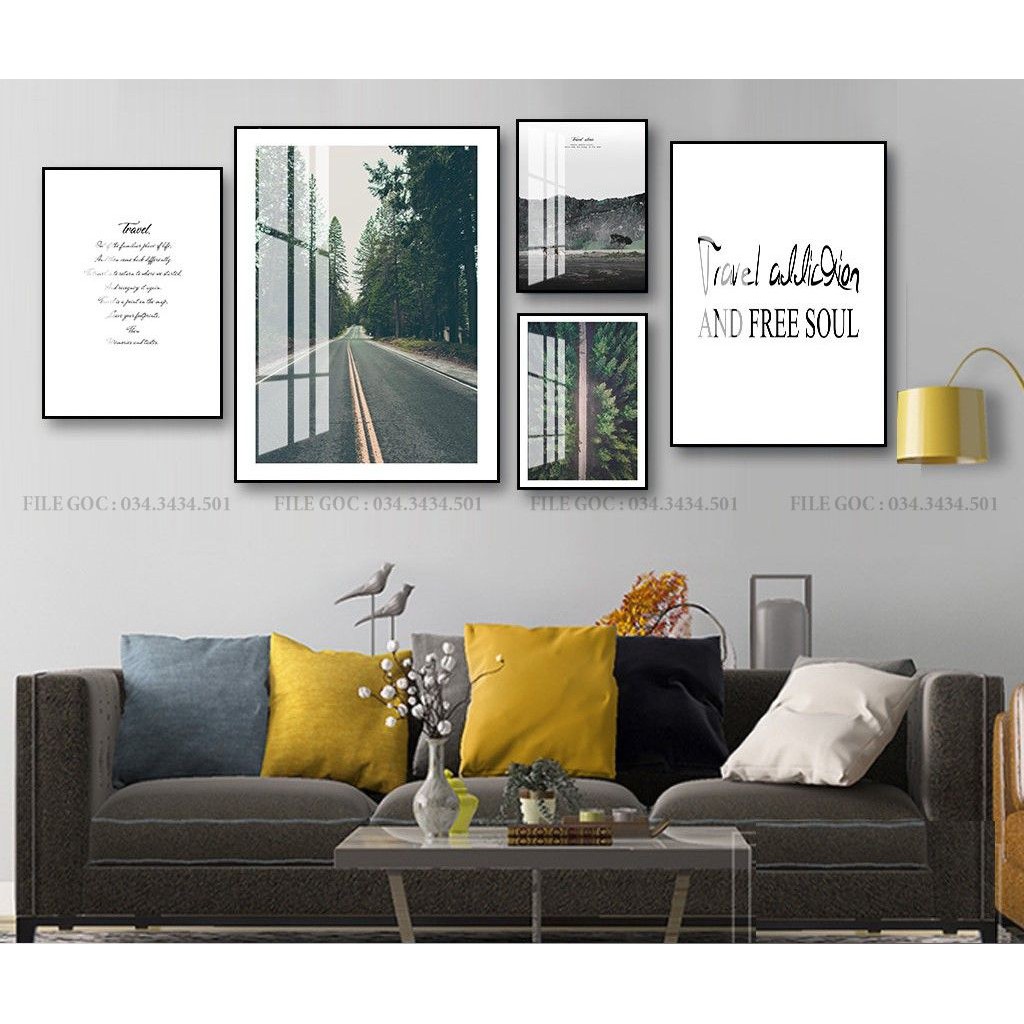 COMBO 5 TRANH DÁN TƯỜNG DÀY 5MM ĐẸP NHƯ TRANH TREO TƯỜNG - HOA LÁ THIÊN NHIÊN TRỪU TƯỢNG HIỆN ĐẠI FM3